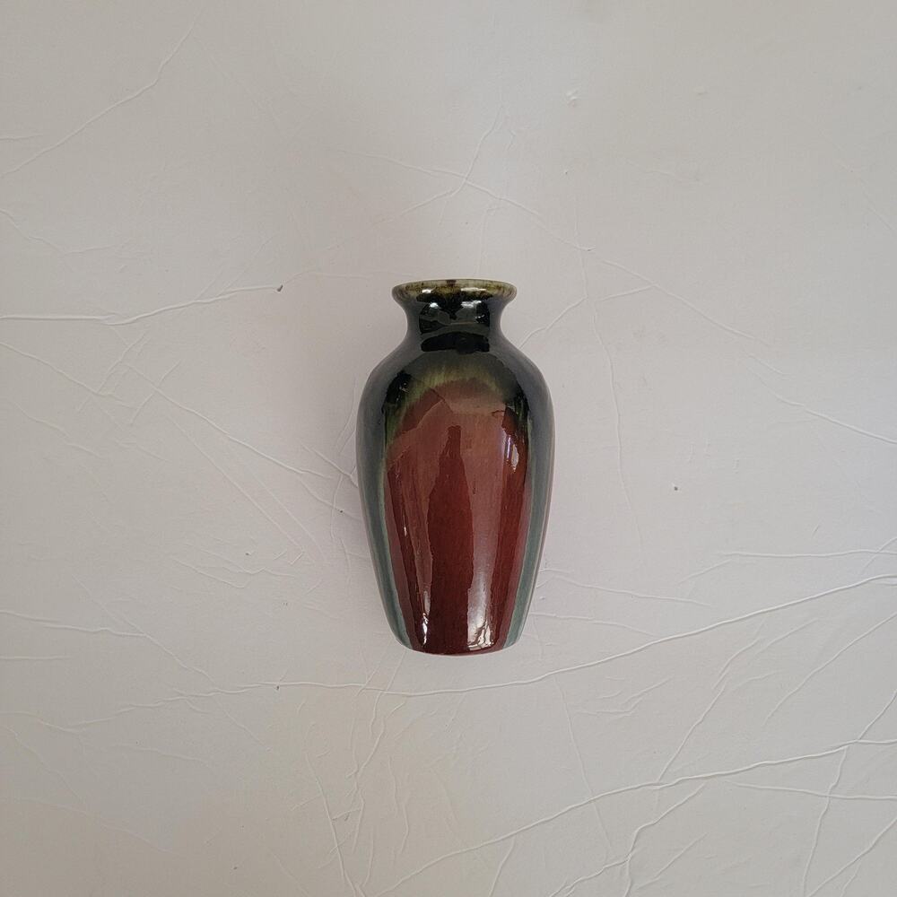Unmarked Black Ceramic Table Vase Small Abstract High Gloss Modern Art Decor